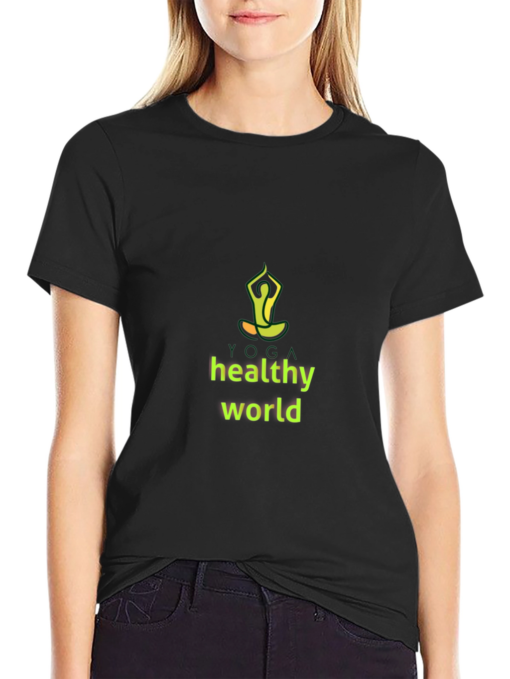 Yoga Healthy World Black T-Shirt