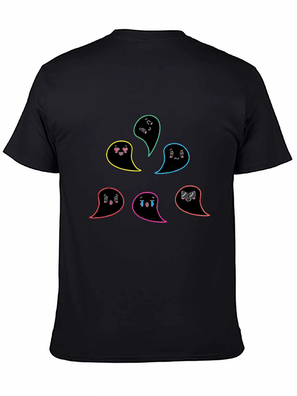 Emo Ghost T-Shirt - Black Casual Cotton Tee