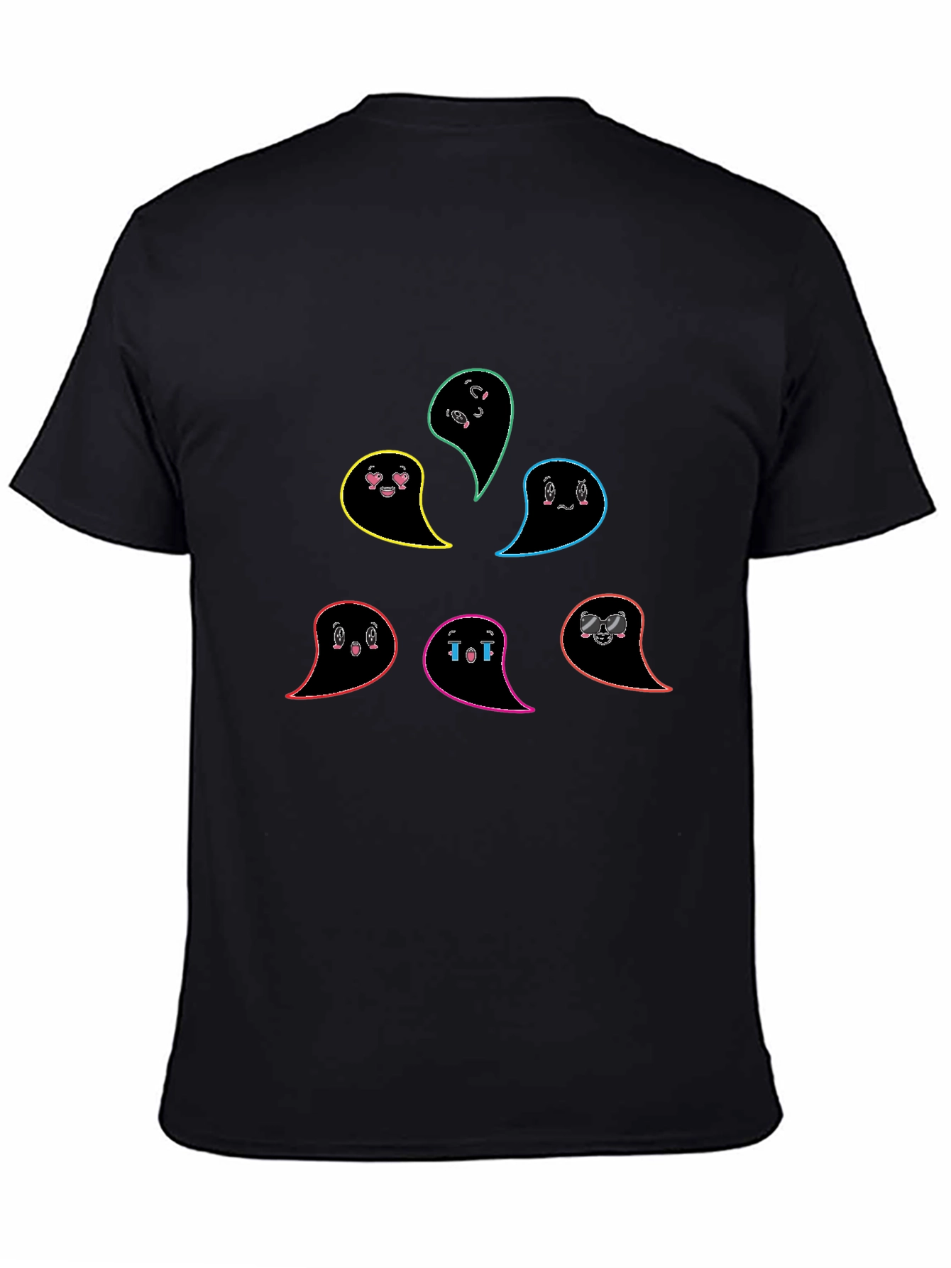 Emo Ghost T-Shirt - Black Casual Cotton Tee