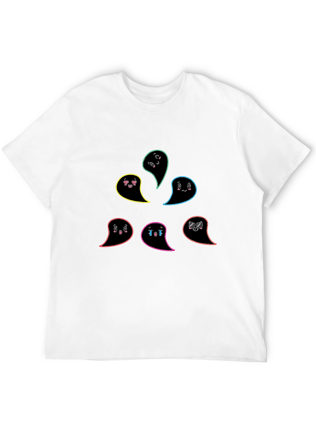Emo Ghost T-Shirt - Black Casual Cotton Tee