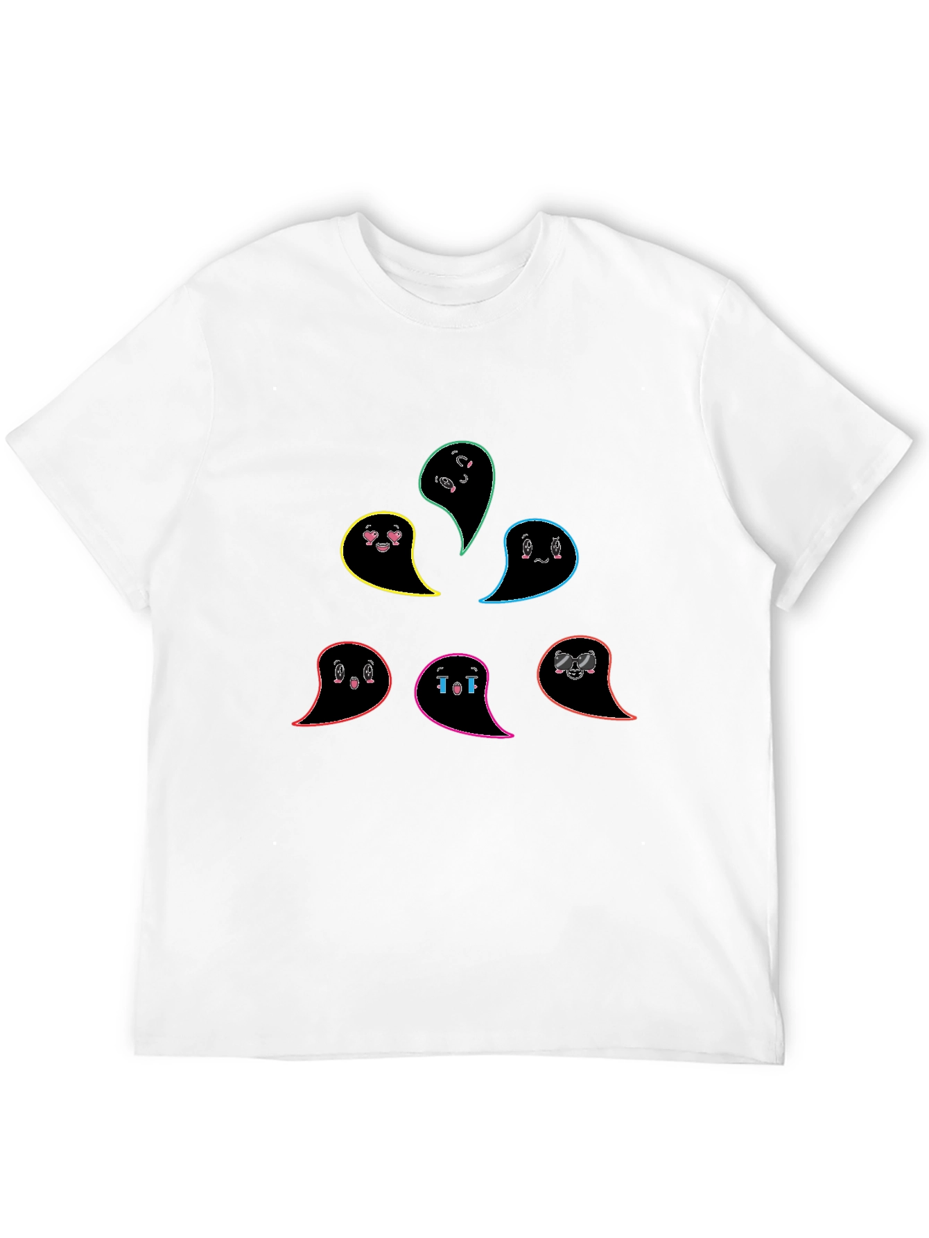 Emo Ghost T-Shirt - Black Casual Cotton Tee