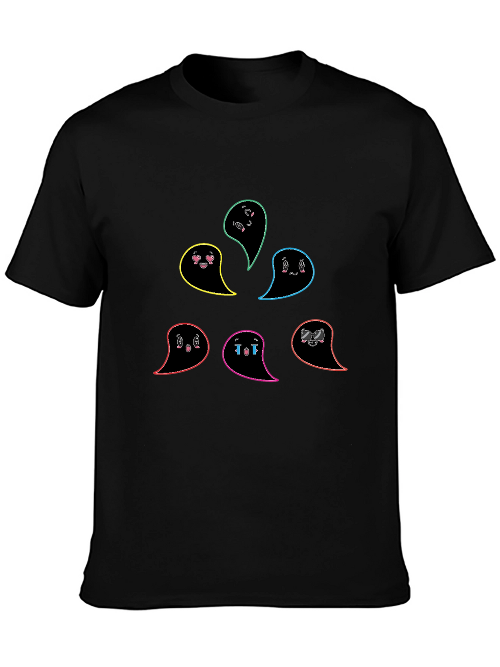 Emo Ghost T-Shirt - Black Casual Cotton Tee