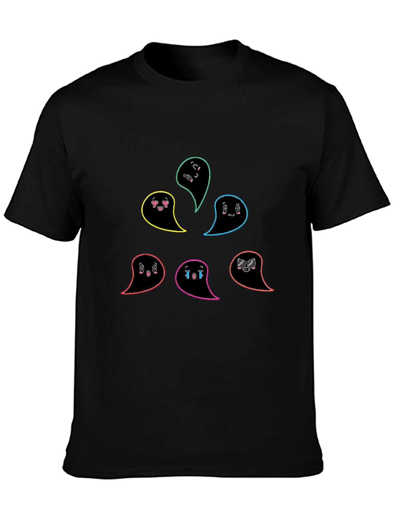 Emo Ghost T-Shirt - Black Casual Cotton Tee