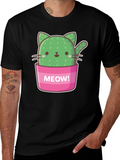 Cactus Cat Graphic T-Shirt - Meow! Design