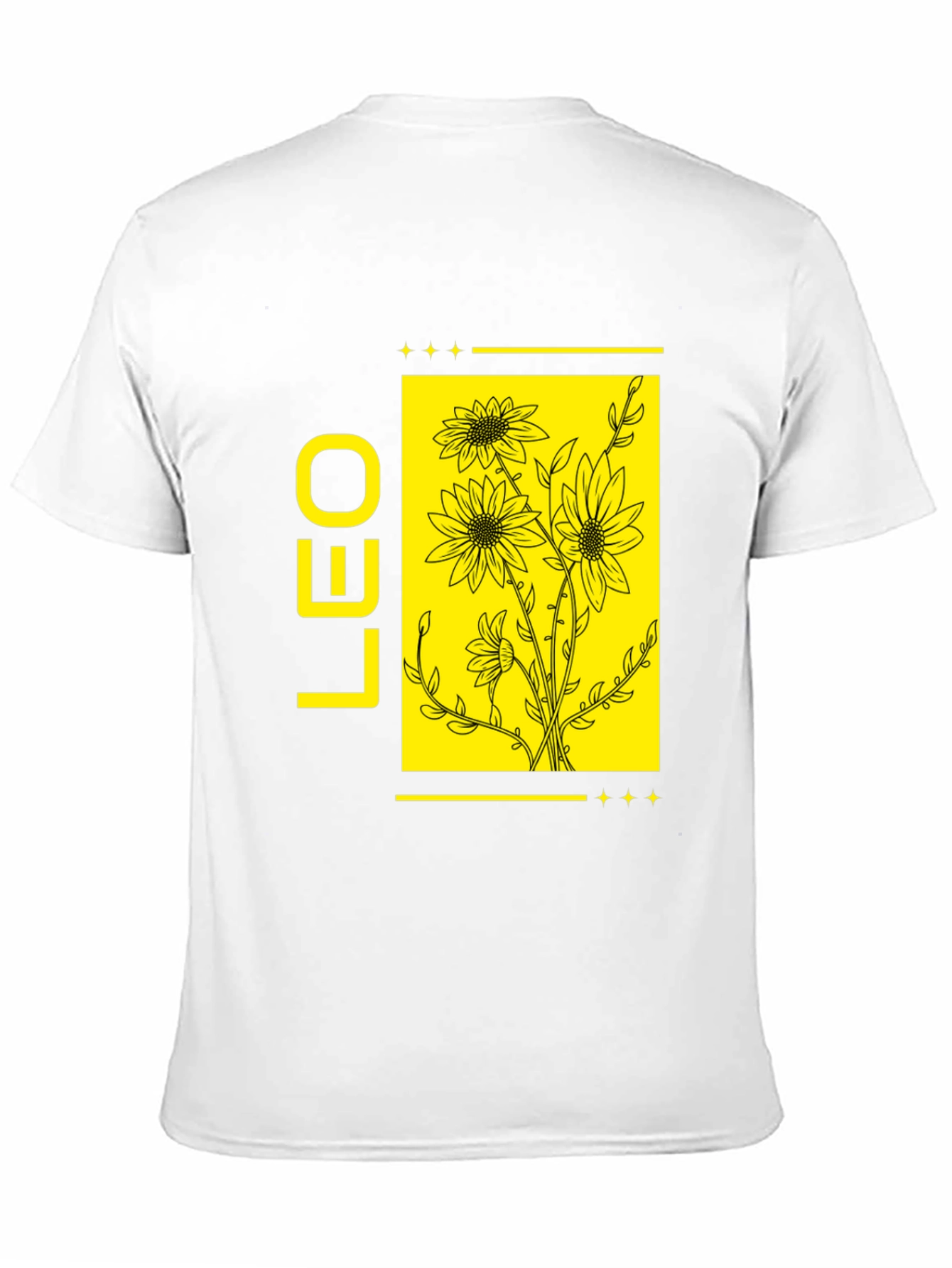 LEO Zodiac Sign Sunflower Graphic Black T-Shirt