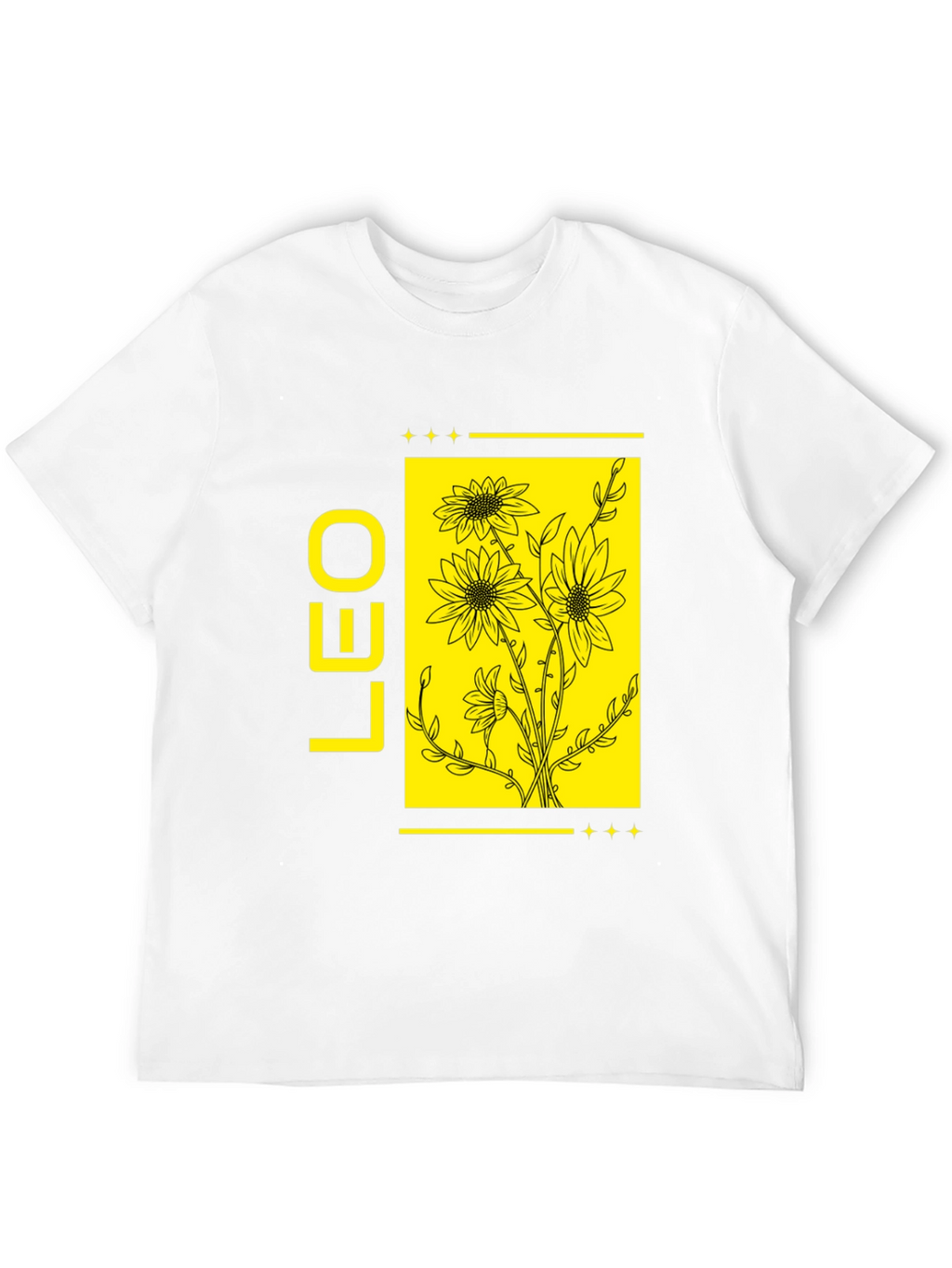 LEO Zodiac Sign Sunflower Graphic Black T-Shirt