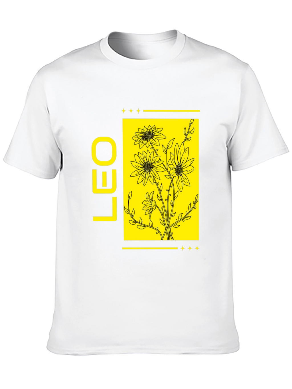 LEO Zodiac Sign Sunflower Graphic Black T-Shirt
