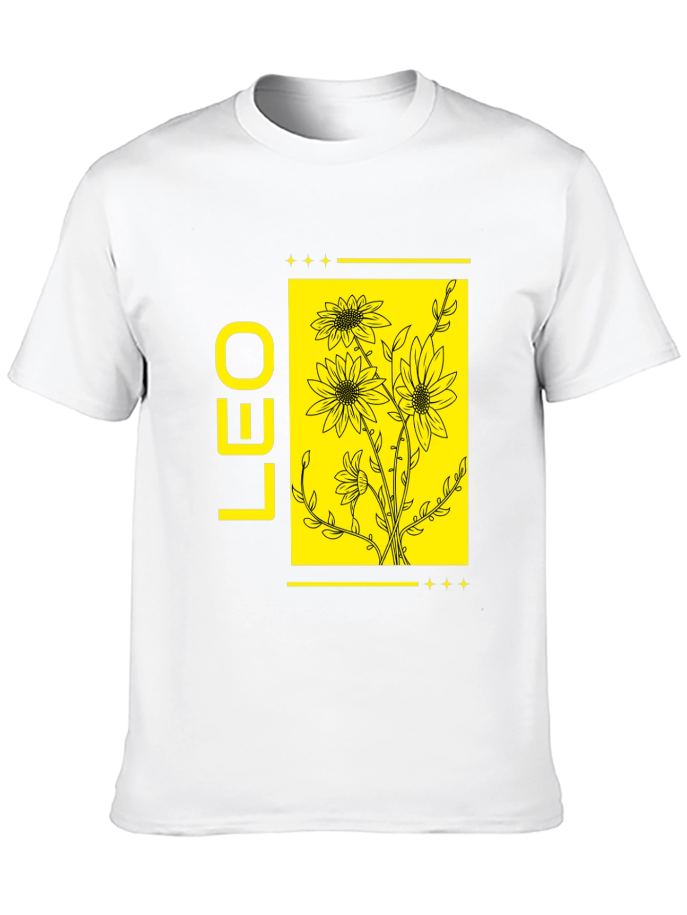 LEO Zodiac Sign Sunflower Graphic Black T-Shirt