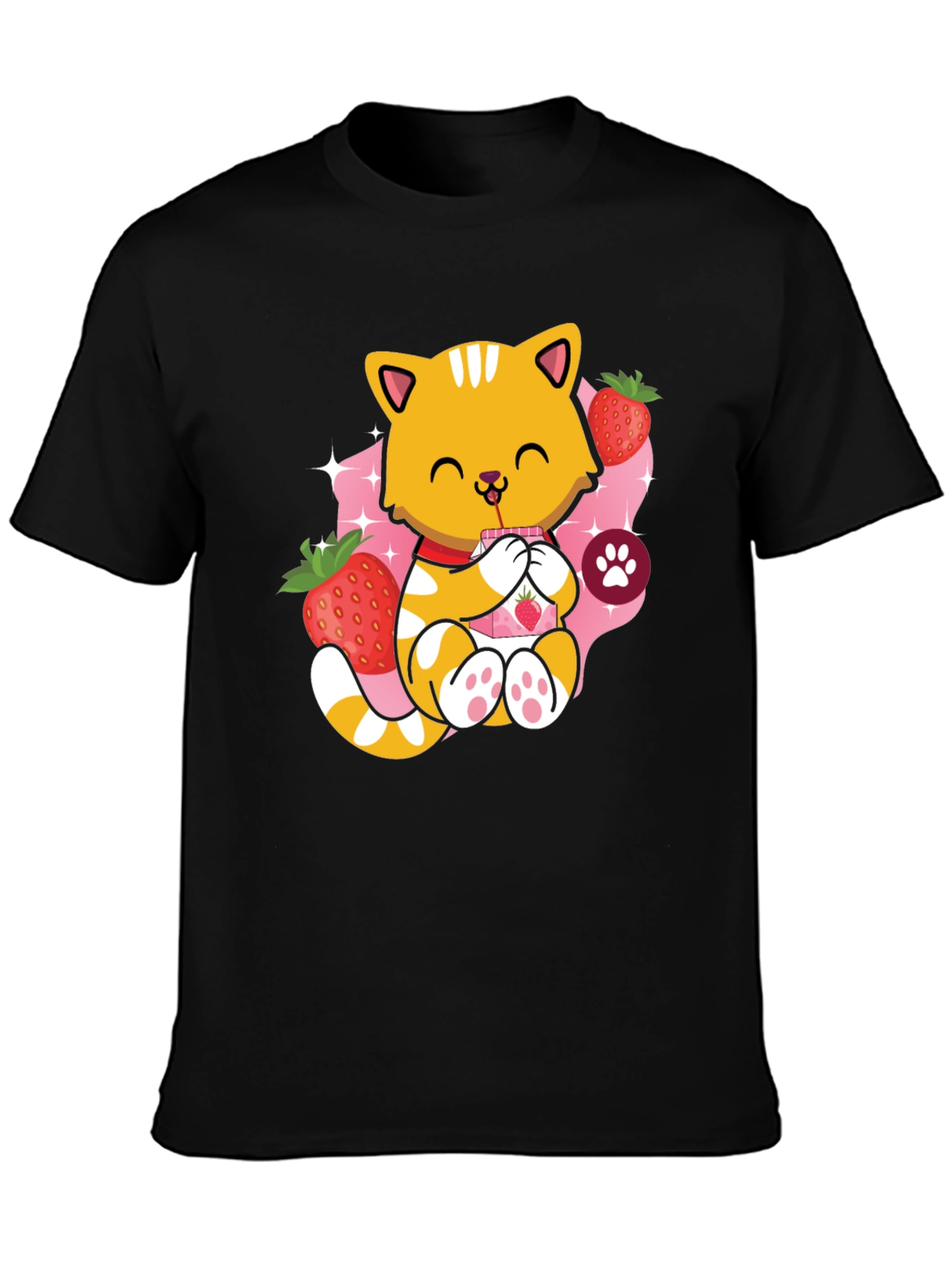 Cute Cat Strawberry Milk T-Shirt