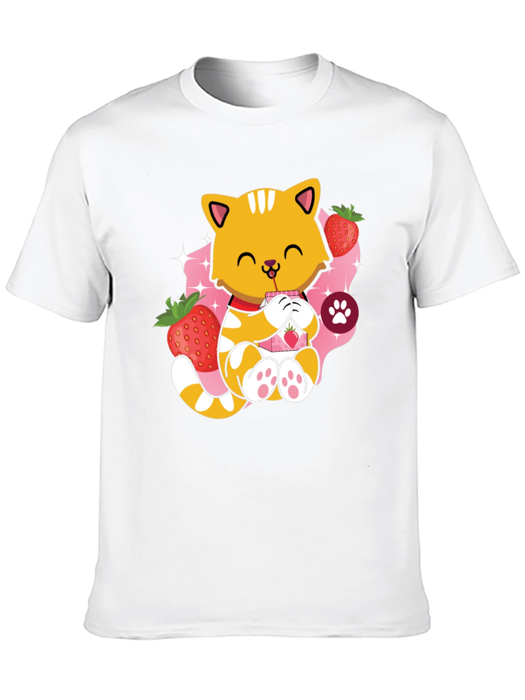 Cute Cat Strawberry Milk T-Shirt