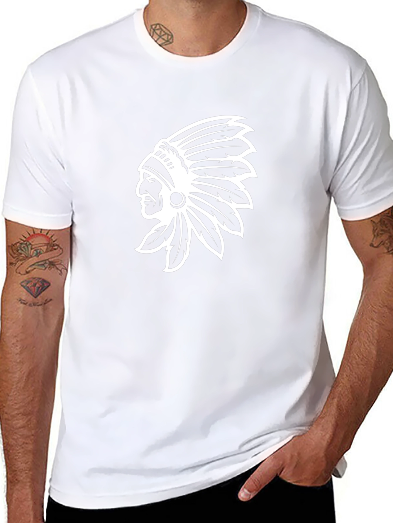 Black T-Shirt with Indian Chief Graphic