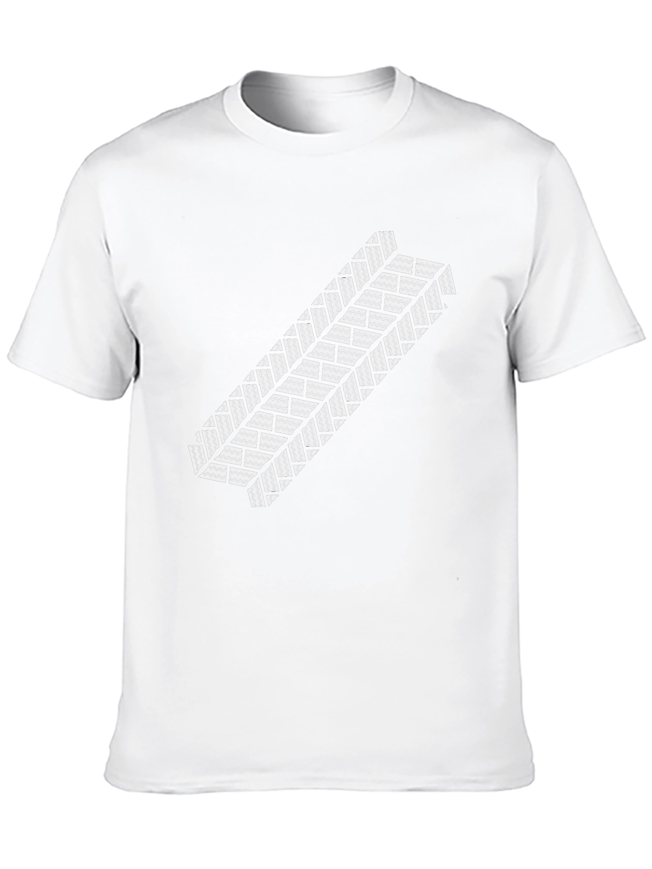 Mens Black T-Shirt with White Tire Track Design