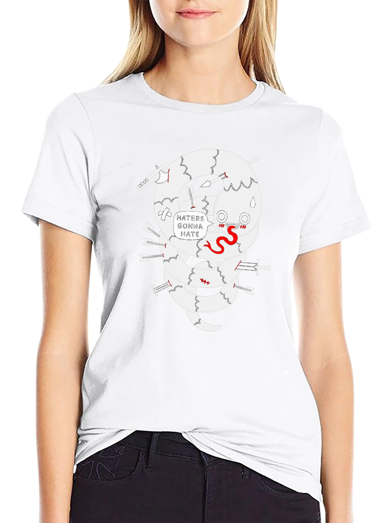 Haters Gonna Hate Snake Graphic Tee - Black Cotton