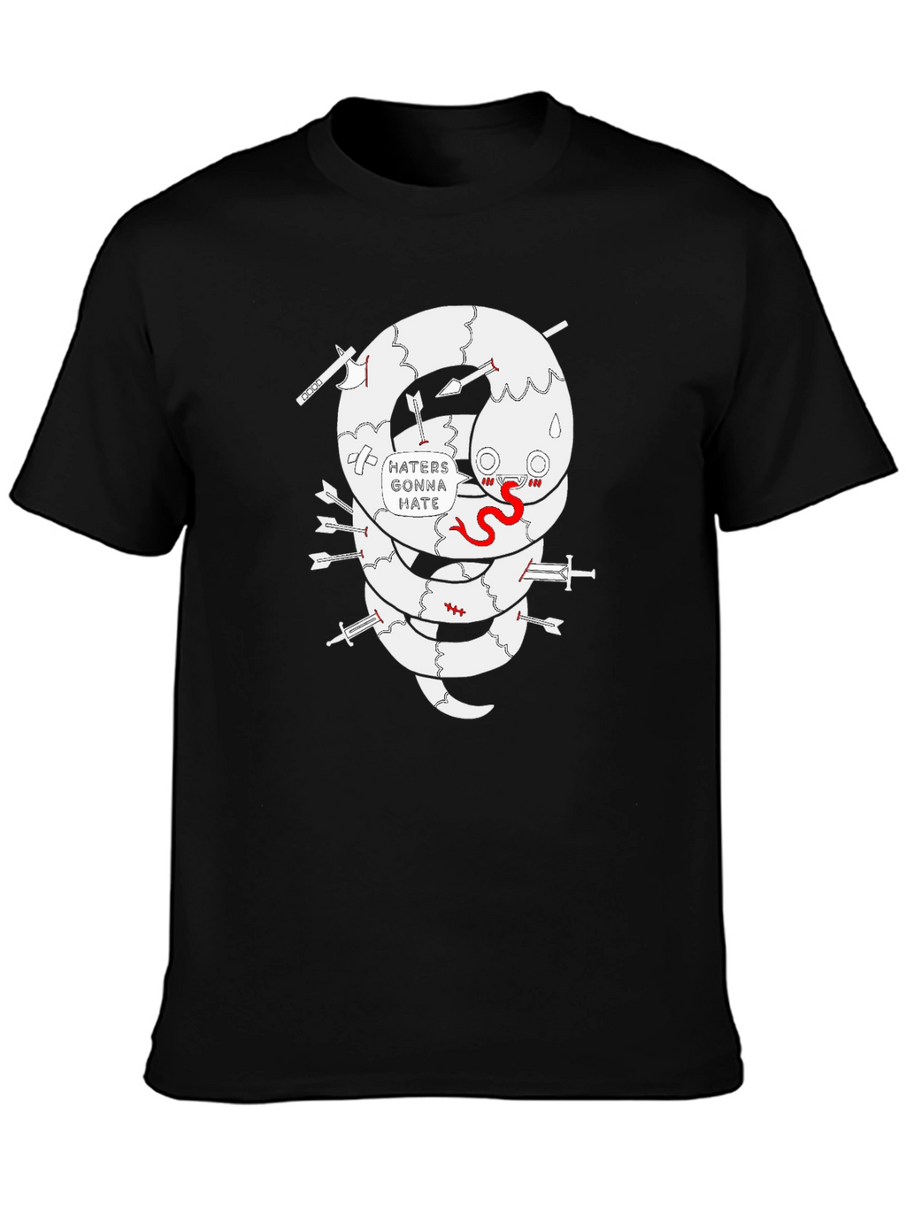 Haters Gonna Hate Snake Graphic Tee - Black Cotton