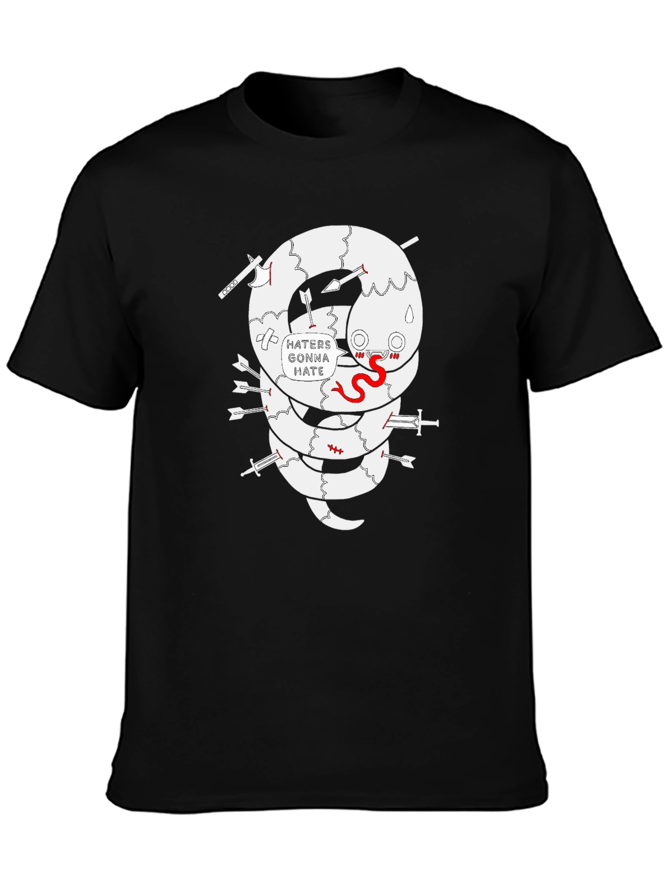 Haters Gonna Hate Snake Graphic Tee - Black Cotton