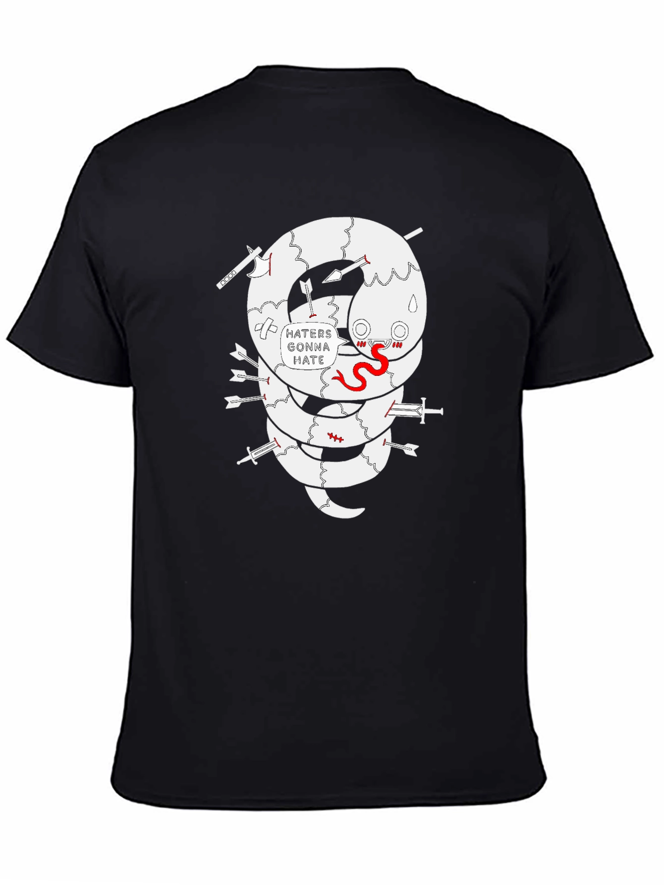 Haters Gonna Hate Snake Graphic Tee - Black Cotton