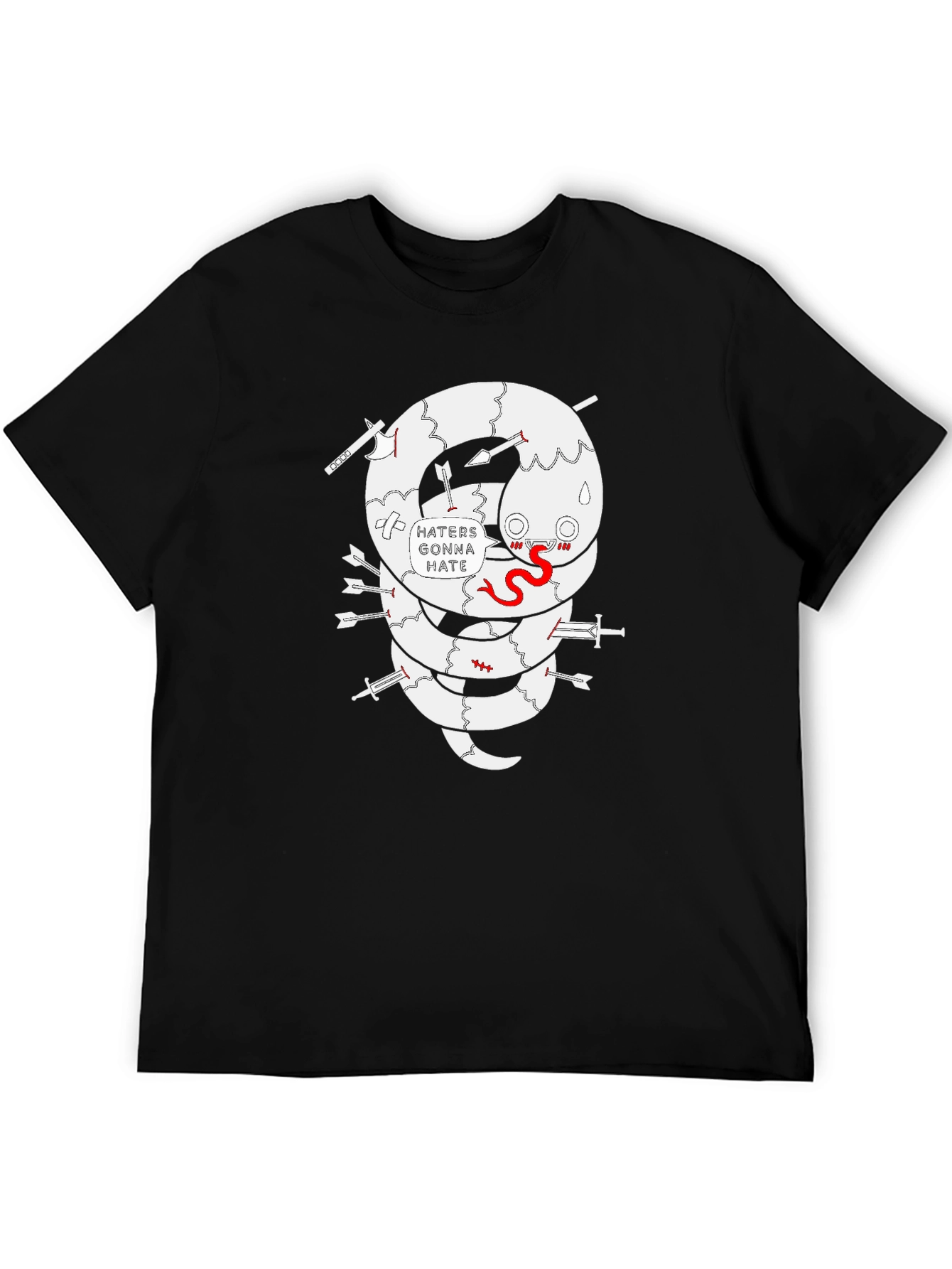 Haters Gonna Hate Snake Graphic Tee - Black Cotton