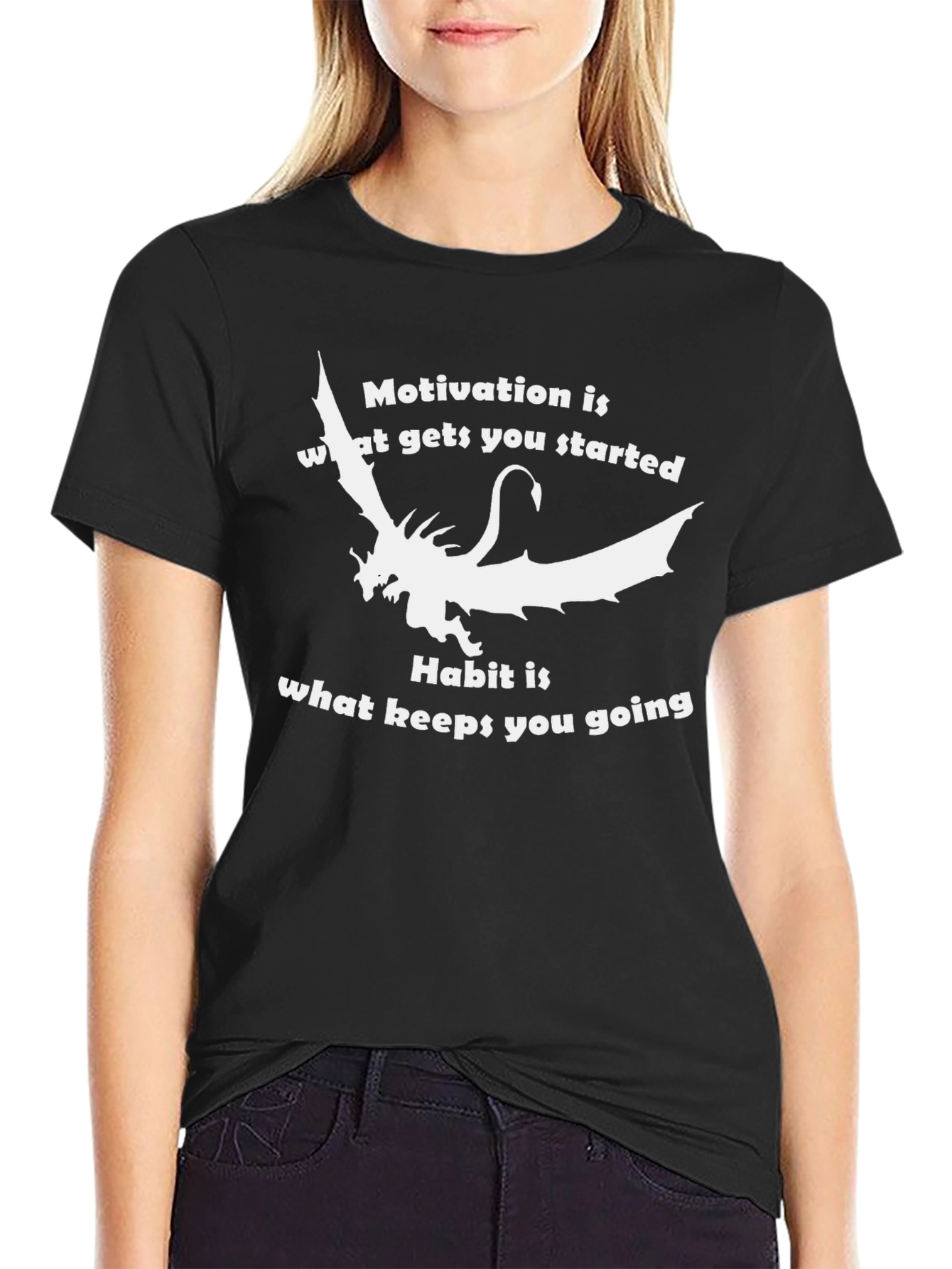 Motivational Dragon Graphic T-Shirt - Black