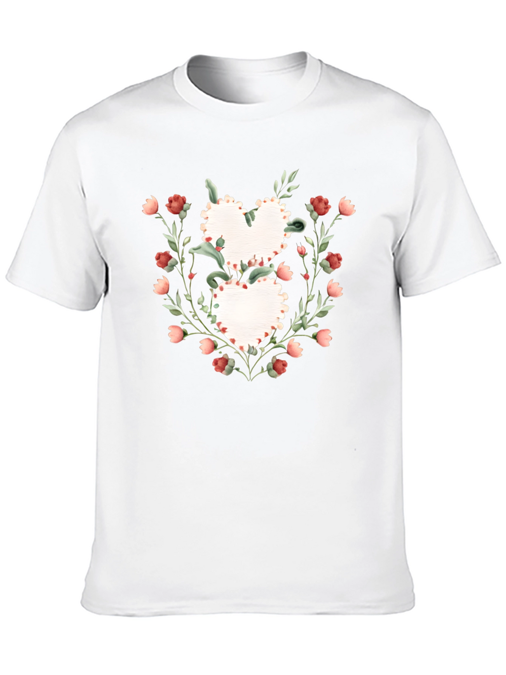 Floral Heart Graphic Tee - Romantic Style