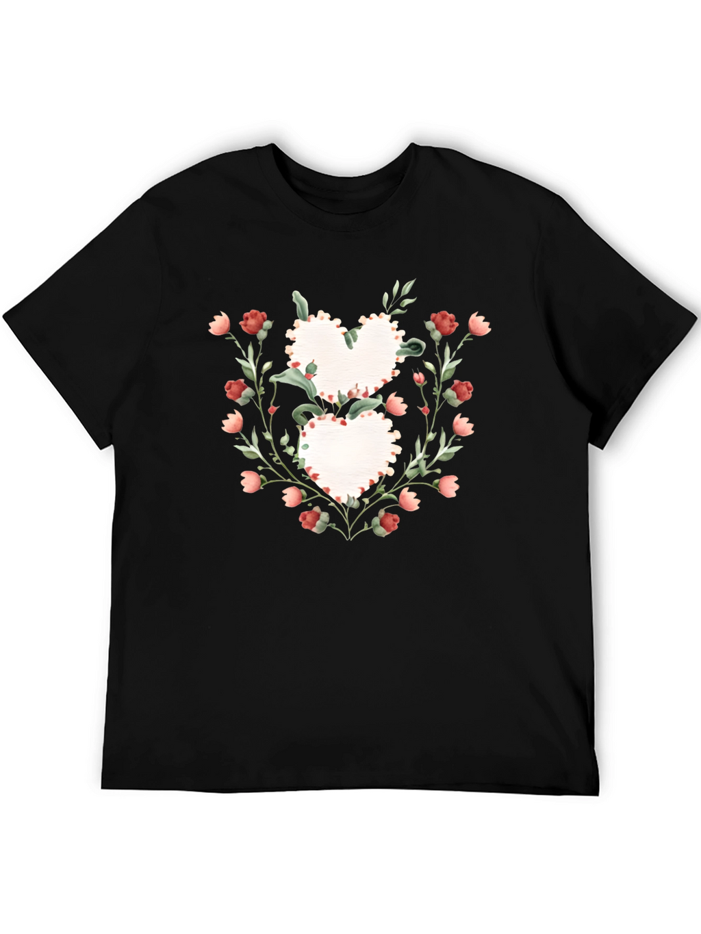 Floral Heart Graphic Tee - Romantic Style