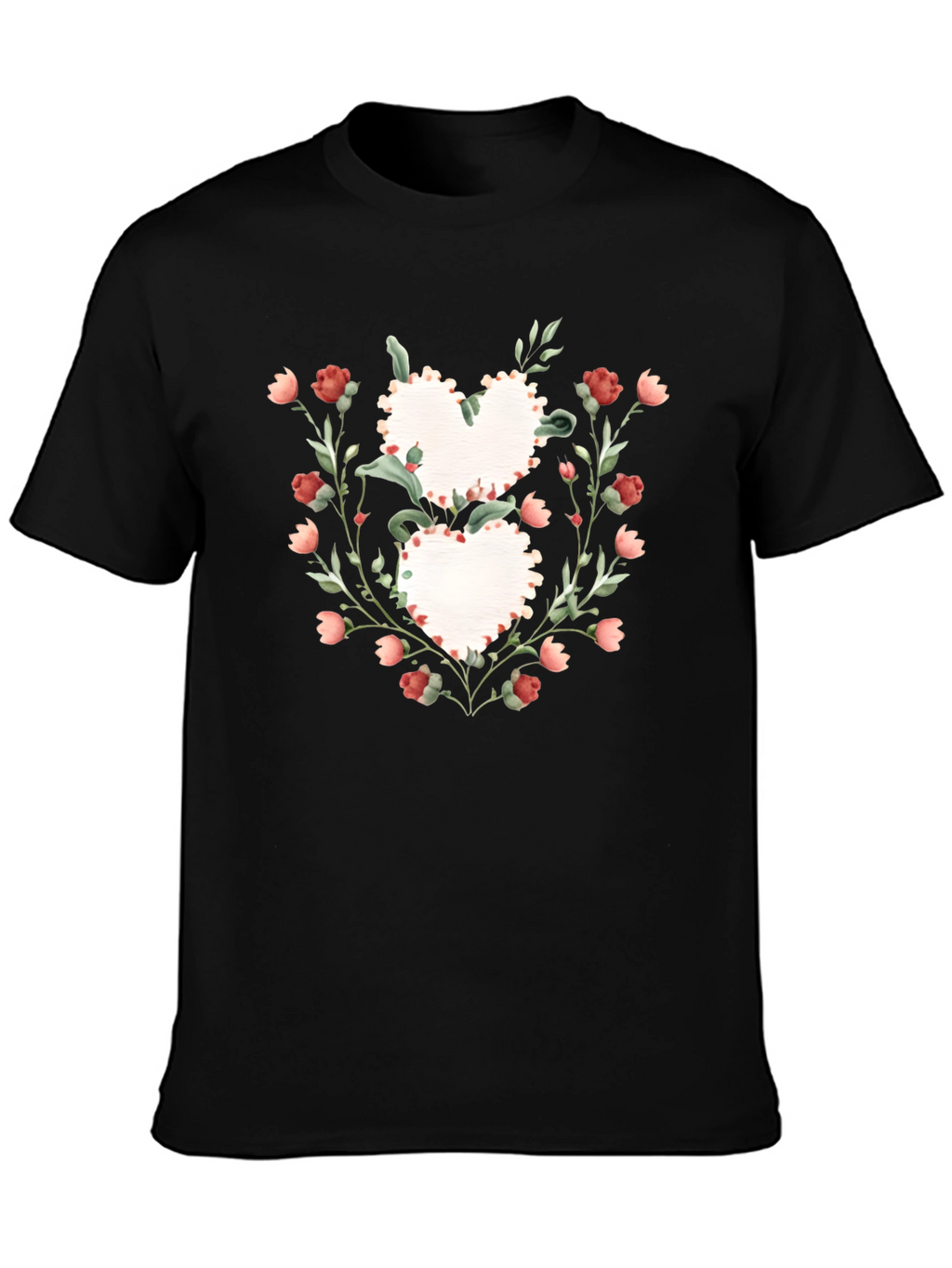 Floral Heart Graphic Tee - Romantic Style