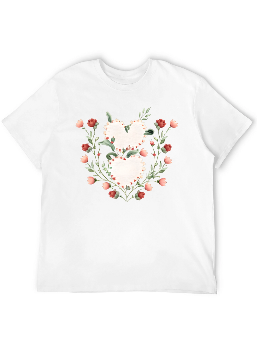 Floral Heart Graphic Tee - Romantic Style
