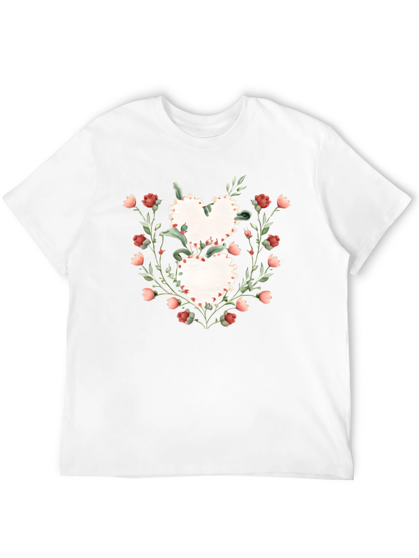 Floral Heart Graphic Tee - Romantic Style