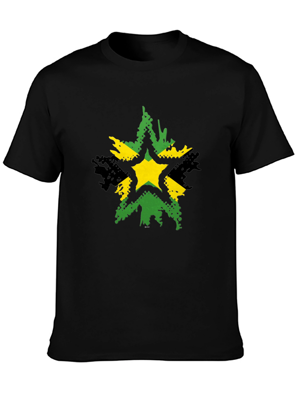 Jamaican Star Graphic Tee - Black Casual T-Shirt