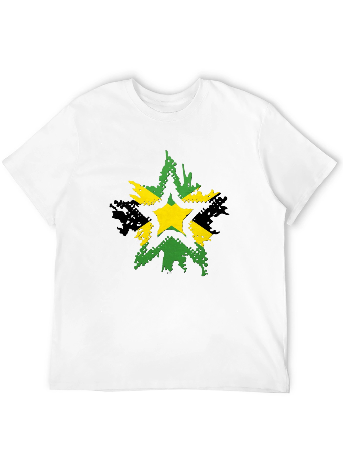 Jamaican Star Graphic Tee - Black Casual T-Shirt