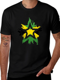 Jamaican Star Graphic Tee - Black Casual T-Shirt