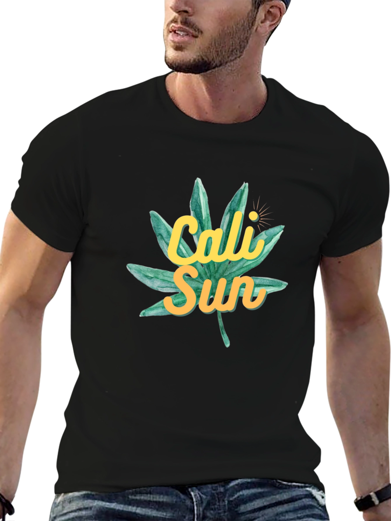 Cali Sun Graphic Tee - Black Cotton T-Shirt
