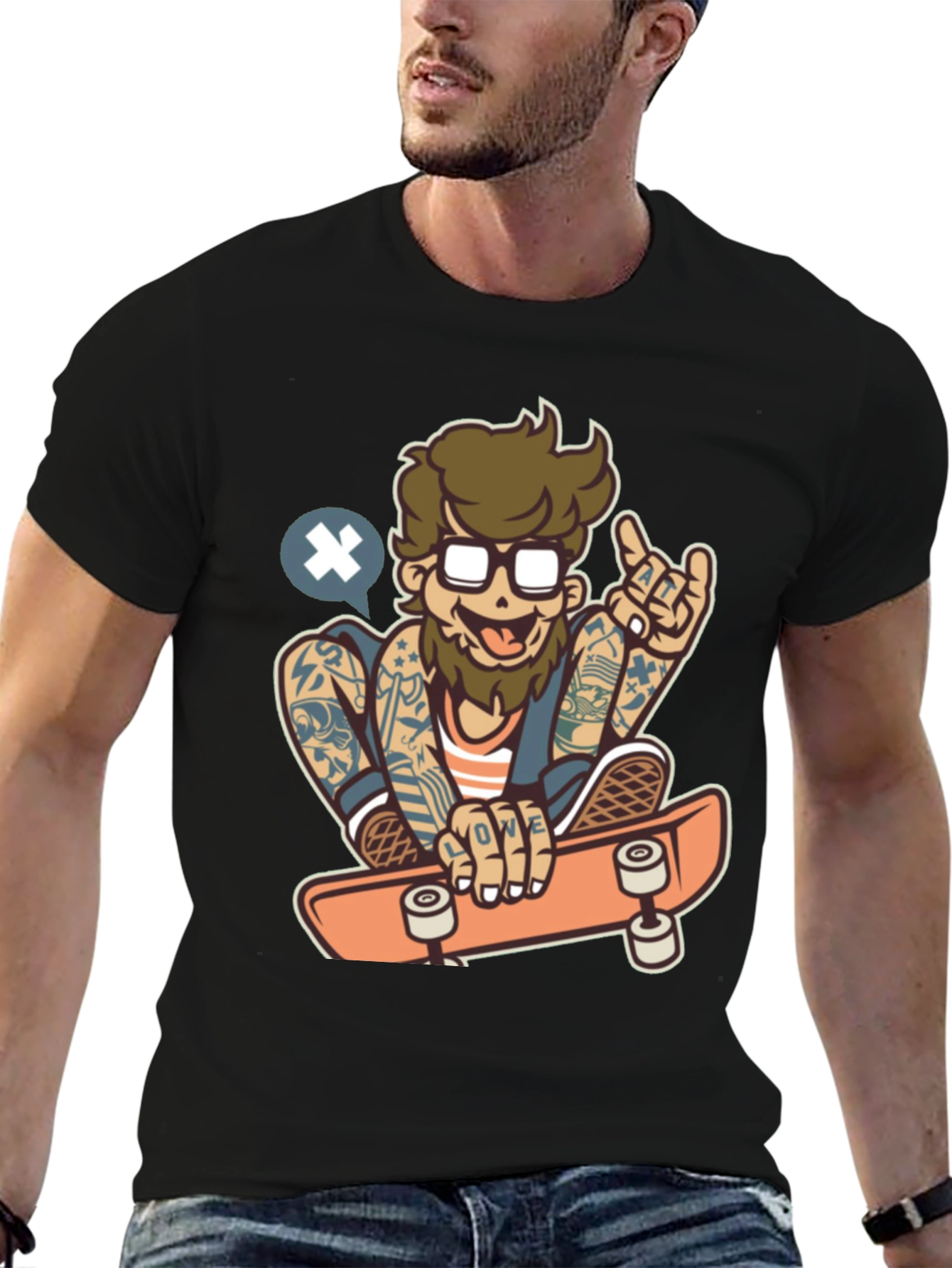 Skater Dude Graphic Tee - Black