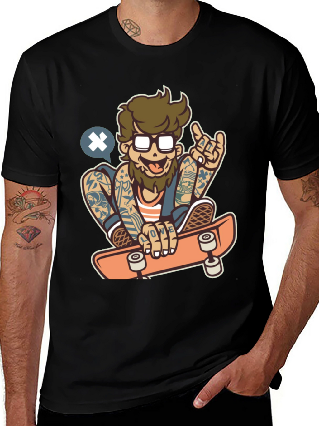 Skater Dude Graphic Tee - Black
