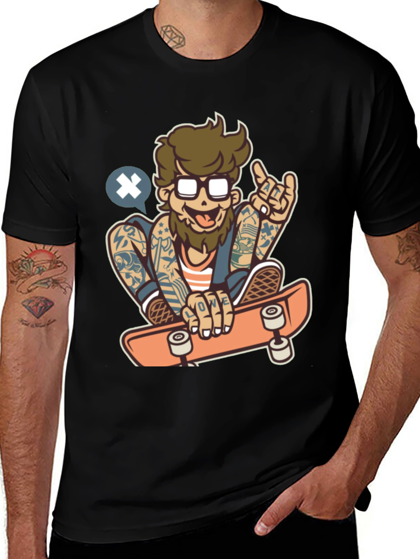 Skater Dude Graphic Tee - Black