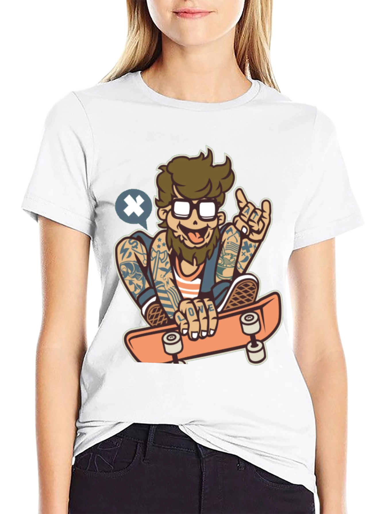 Skater Dude Graphic Tee - Black