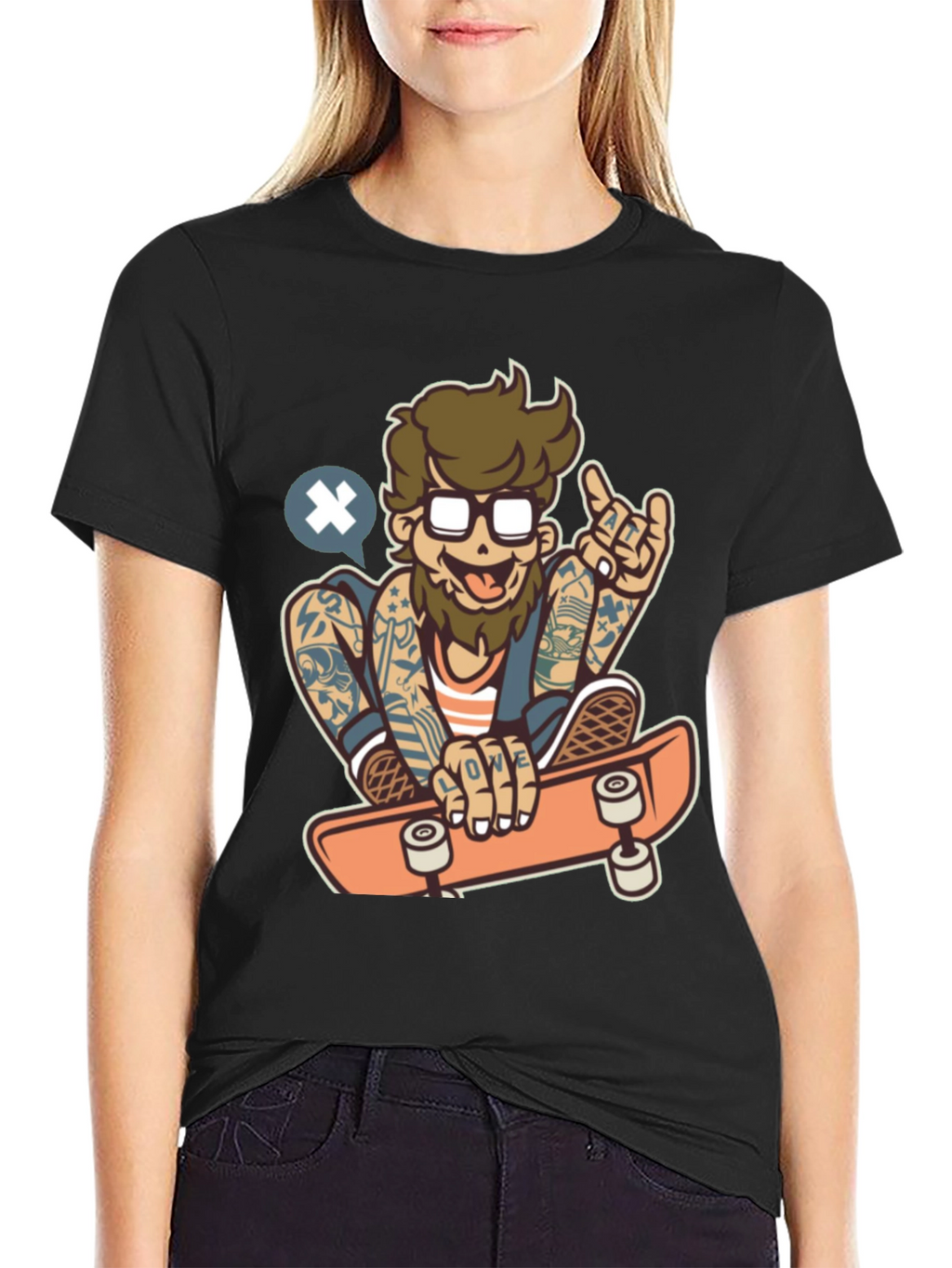 Skater Dude Graphic Tee - Black