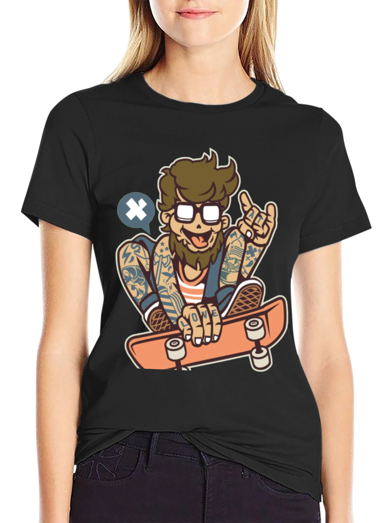 Skater Dude Graphic Tee - Black