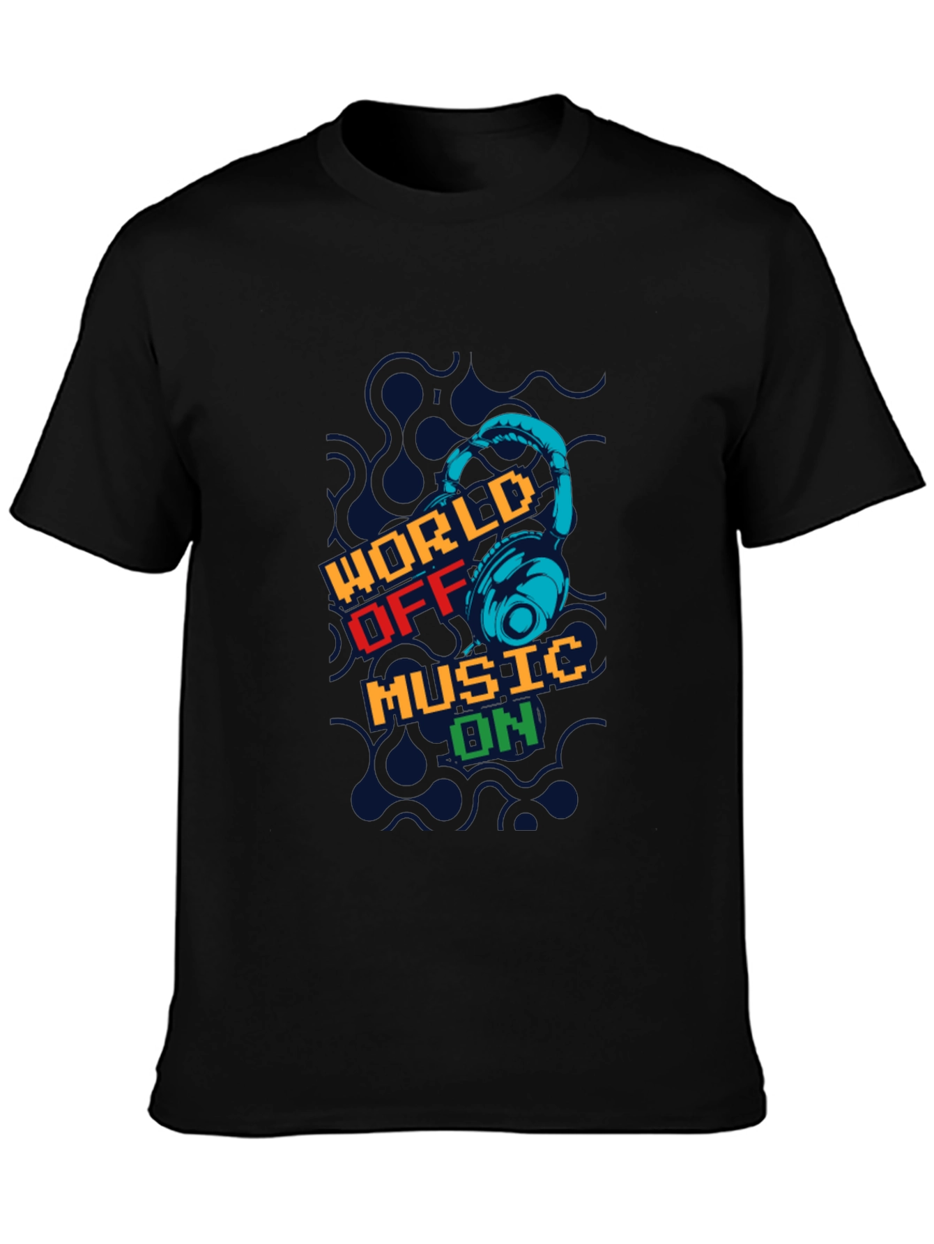 World Off Music On Black Graphic T-Shirt