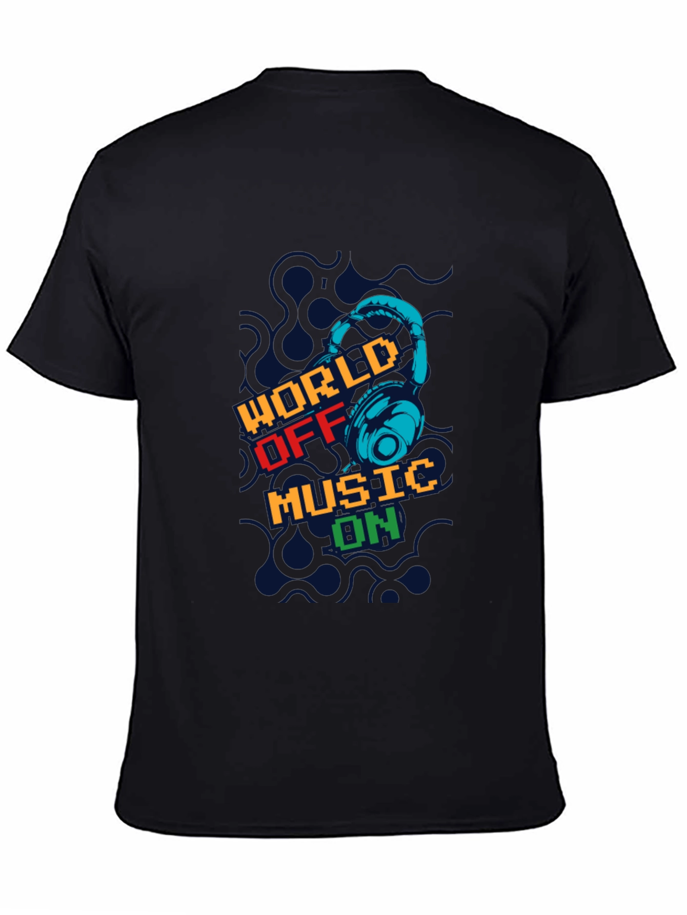World Off Music On Black Graphic T-Shirt