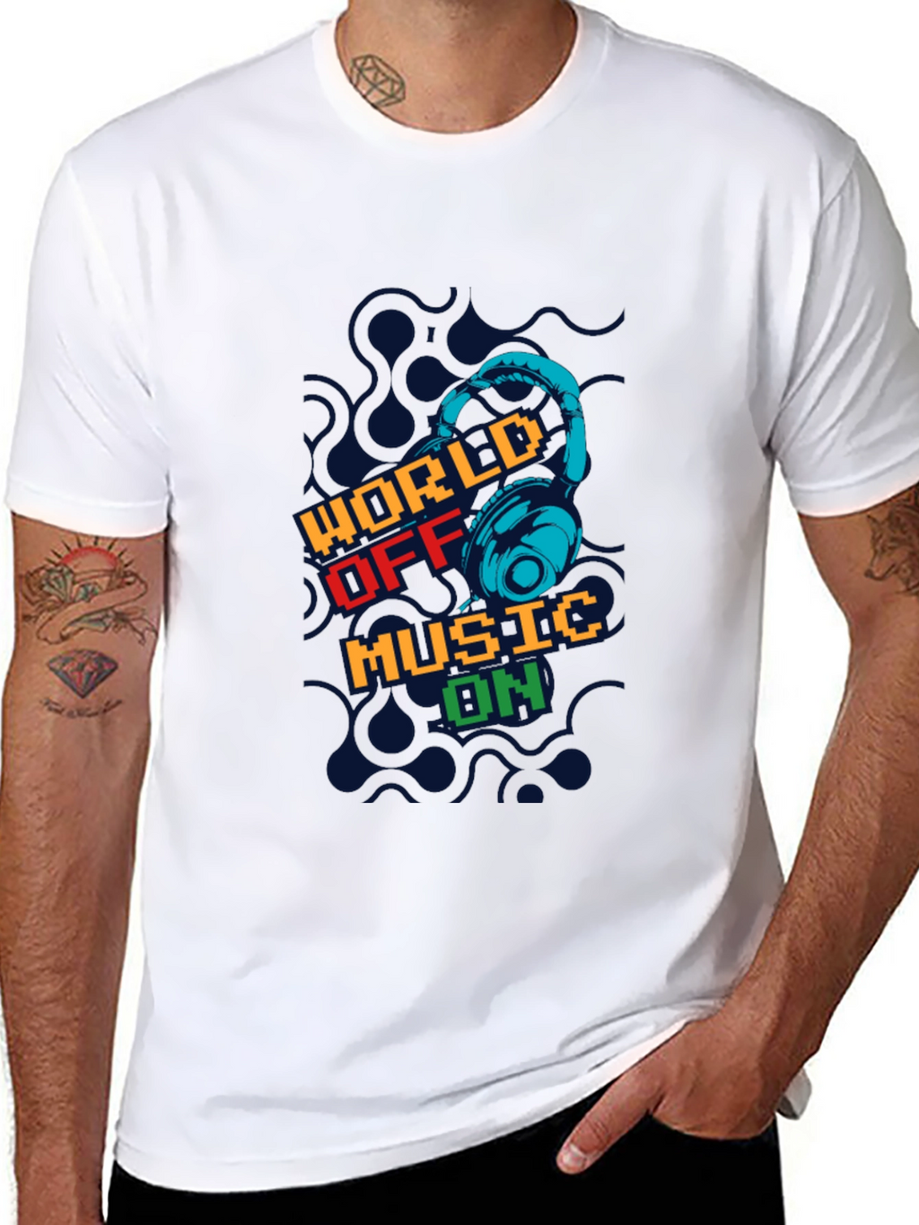 World Off Music On Black Graphic T-Shirt