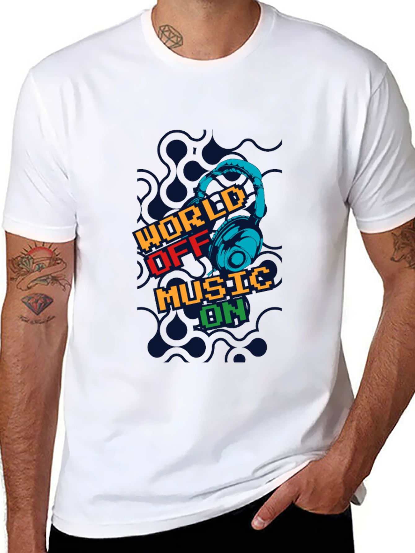 World Off Music On Black Graphic T-Shirt