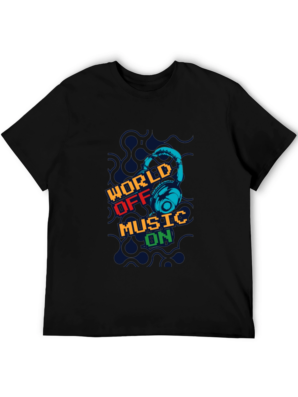 World Off Music On Black Graphic T-Shirt
