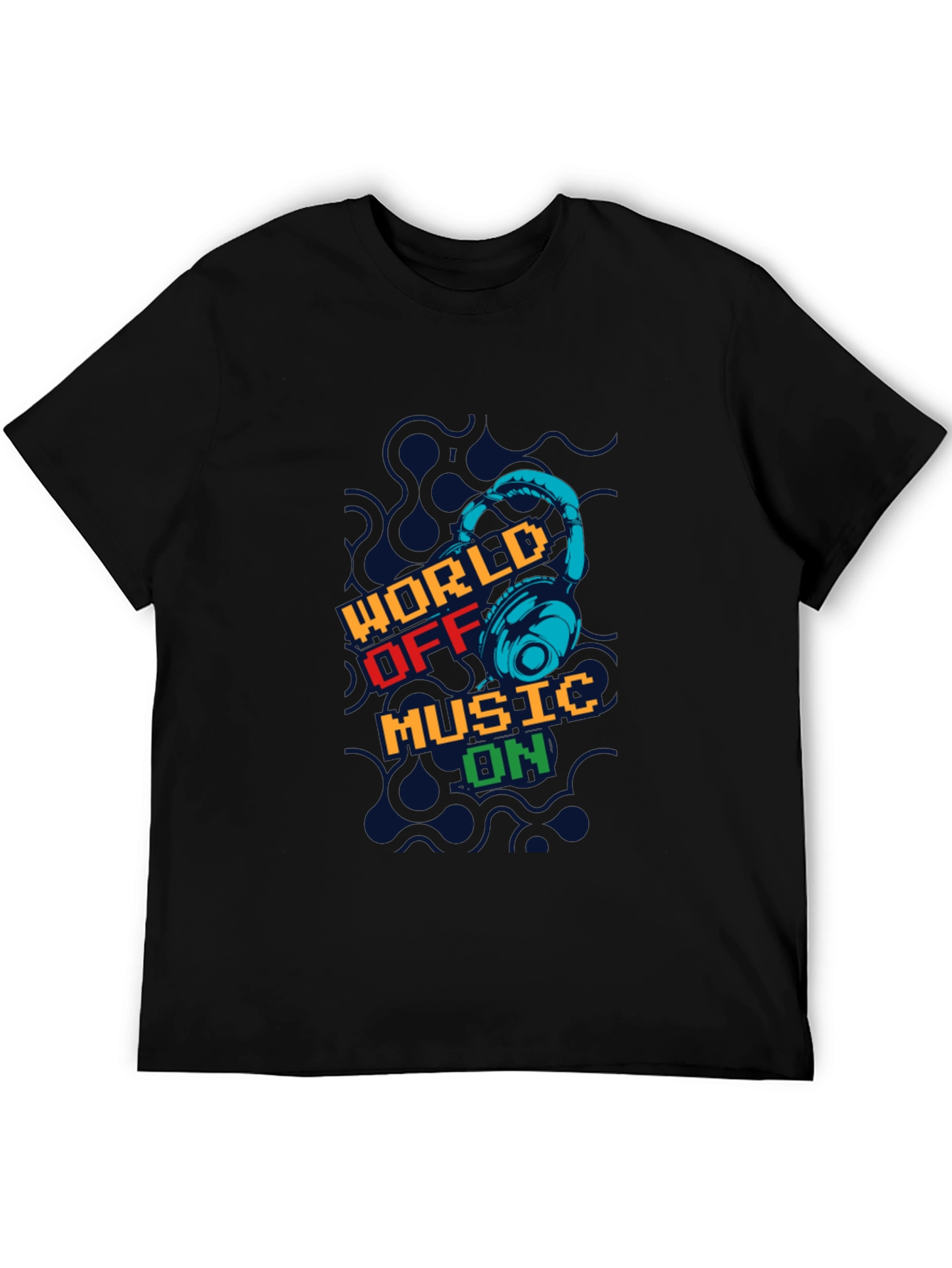 World Off Music On Black Graphic T-Shirt