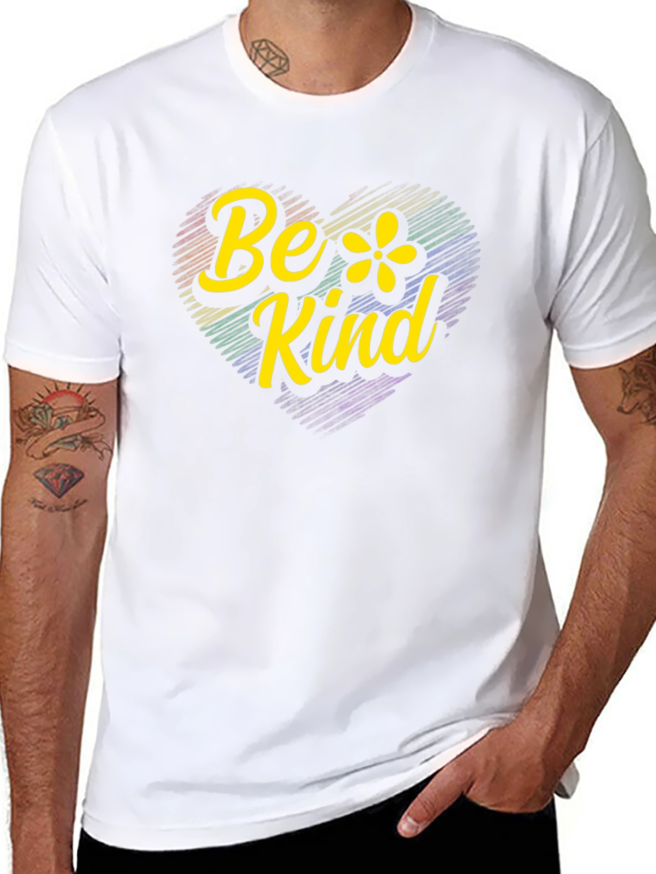 Be Kind Rainbow Heart Graphic T-Shirt