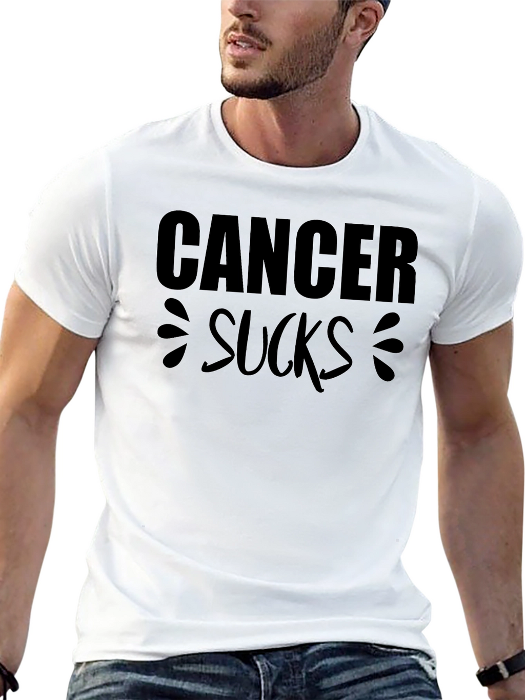 Cancer Sucks Black Graphic T-Shirt