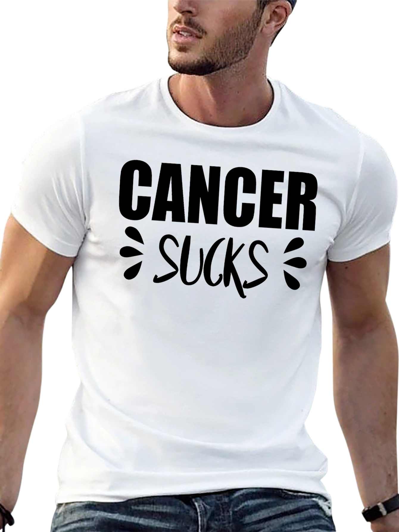 Cancer Sucks Black Graphic T-Shirt