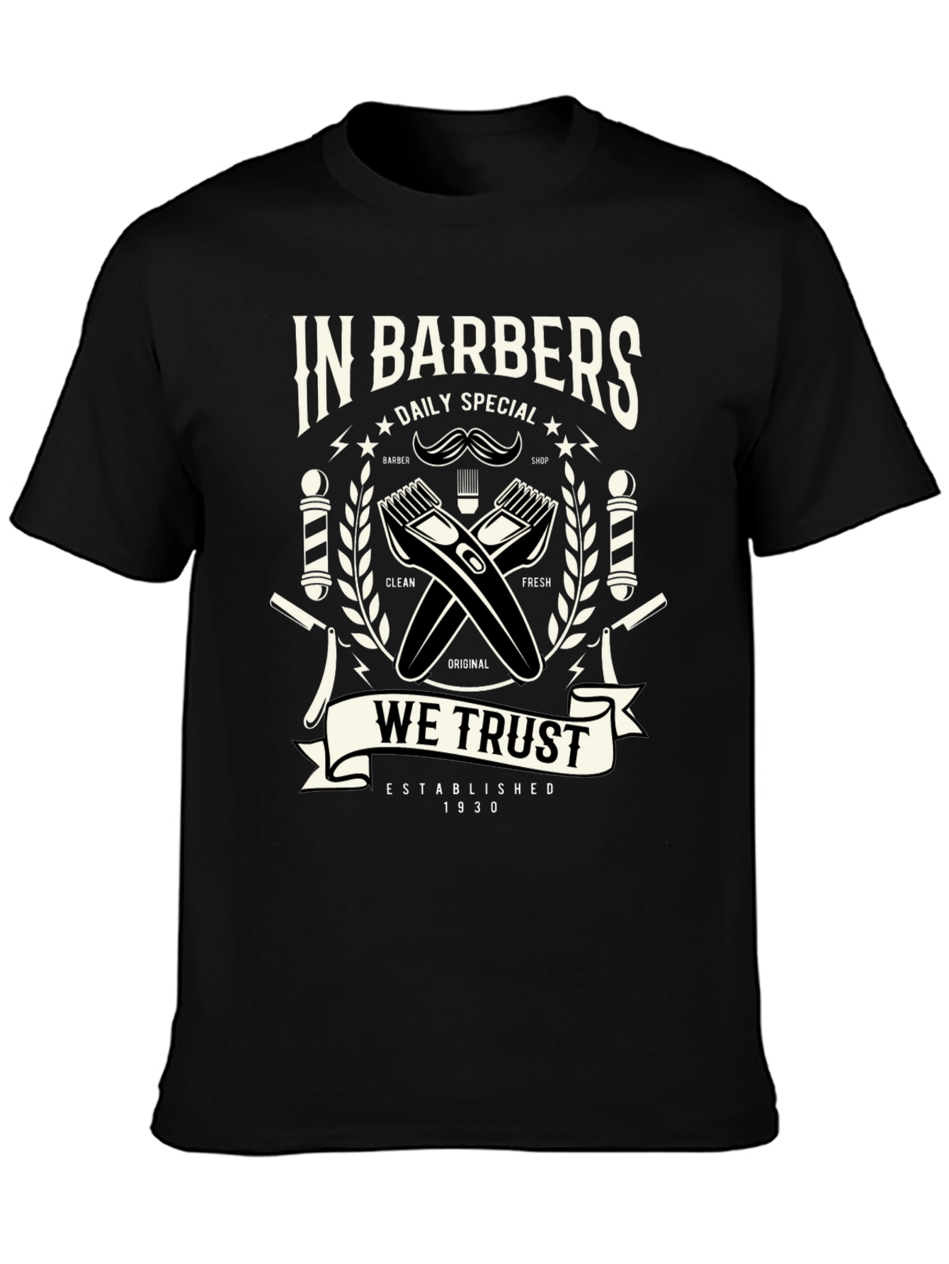 Vintage Barber Shop T-Shirt - In Barbers We Trust