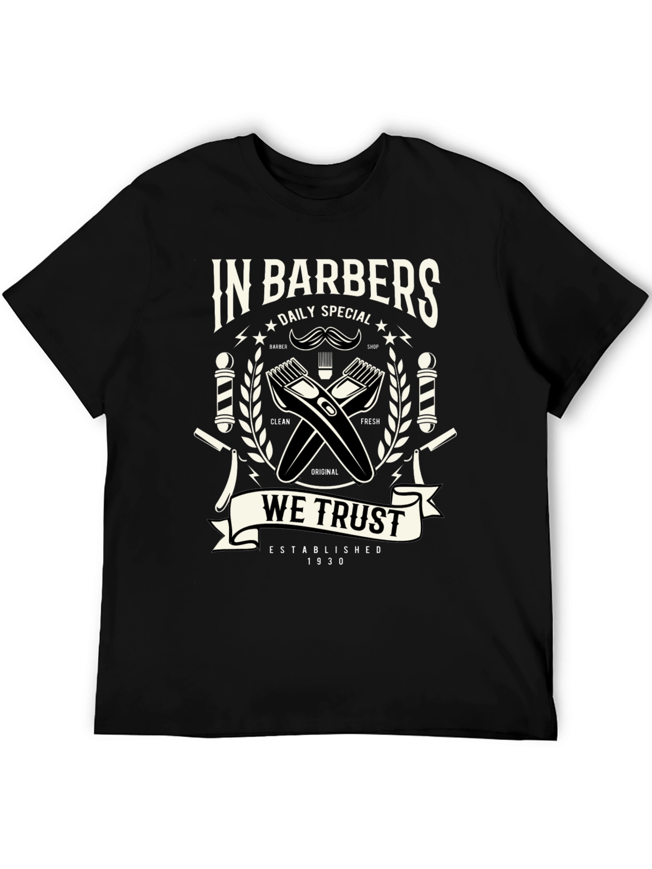 Vintage Barber Shop T-Shirt - In Barbers We Trust