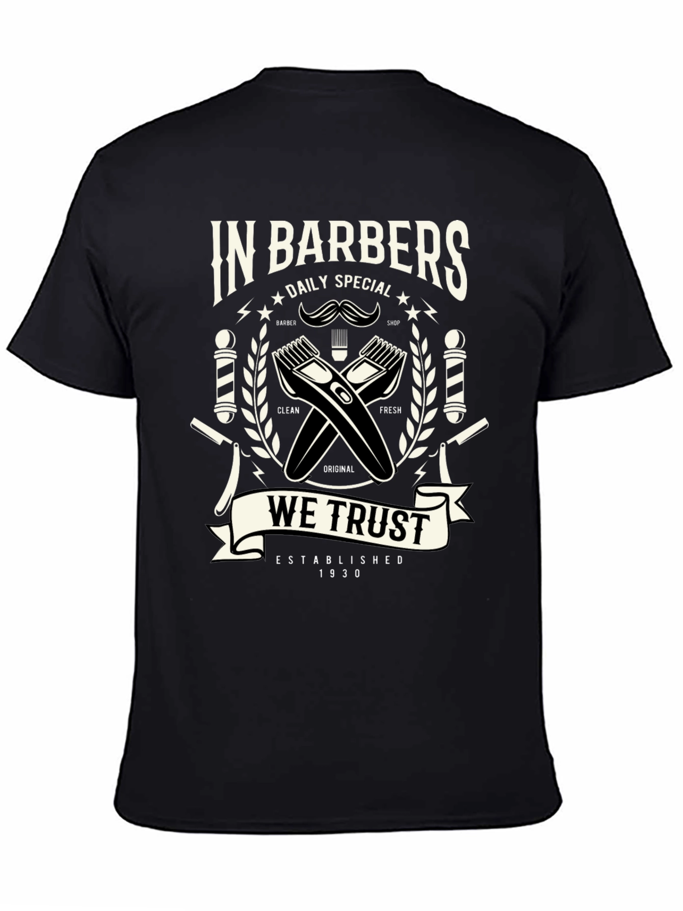 Vintage Barber Shop T-Shirt - In Barbers We Trust