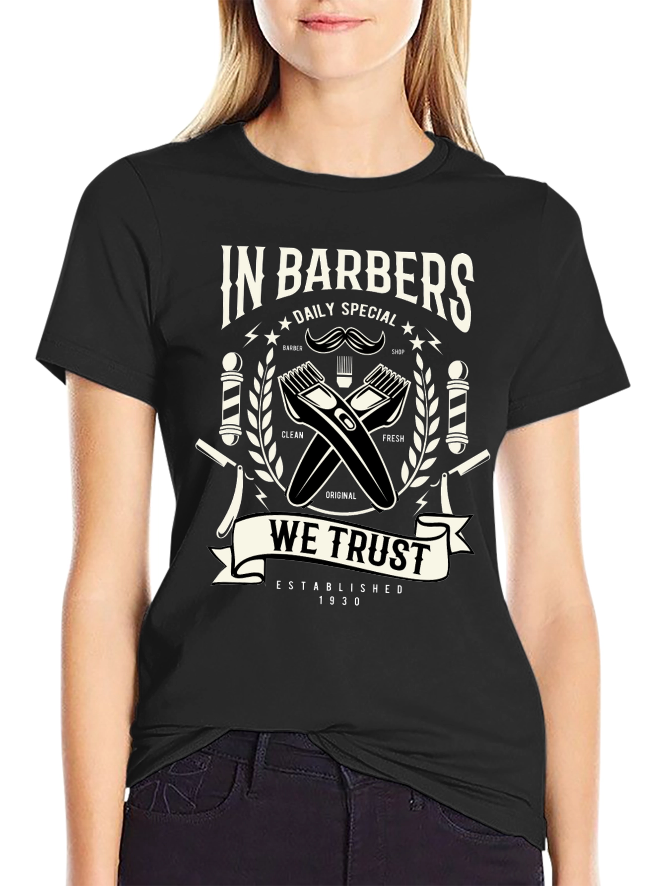 Vintage Barber Shop T-Shirt - In Barbers We Trust